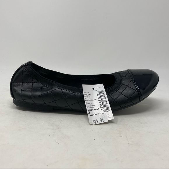 The Childrens Place Girls Black Slip On Ballet Flats Shoes Quilted - Size3 - Picture 1 of 6